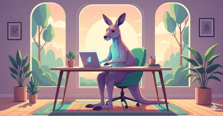 Kangur pracujący zdalnie